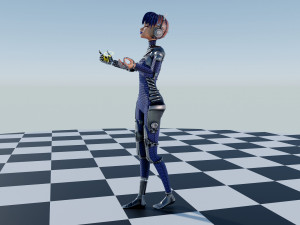 Robotic Female Character Cat ears 3D Модель