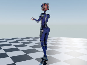 Robotic Female Character Cat ears 3D Модель
