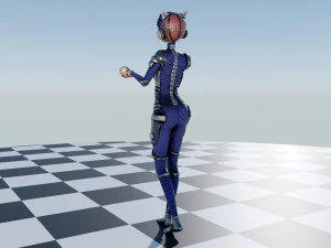 Robotic Female Character Cat ears 3D Model