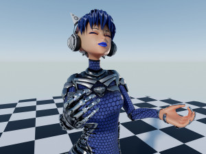 Robotic Female Character Cat ears 3D Модель