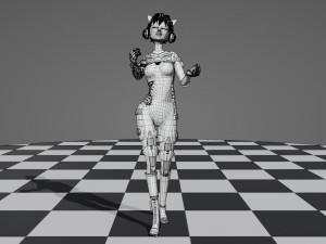 Robotic Female Character Cat ears 3D Модель