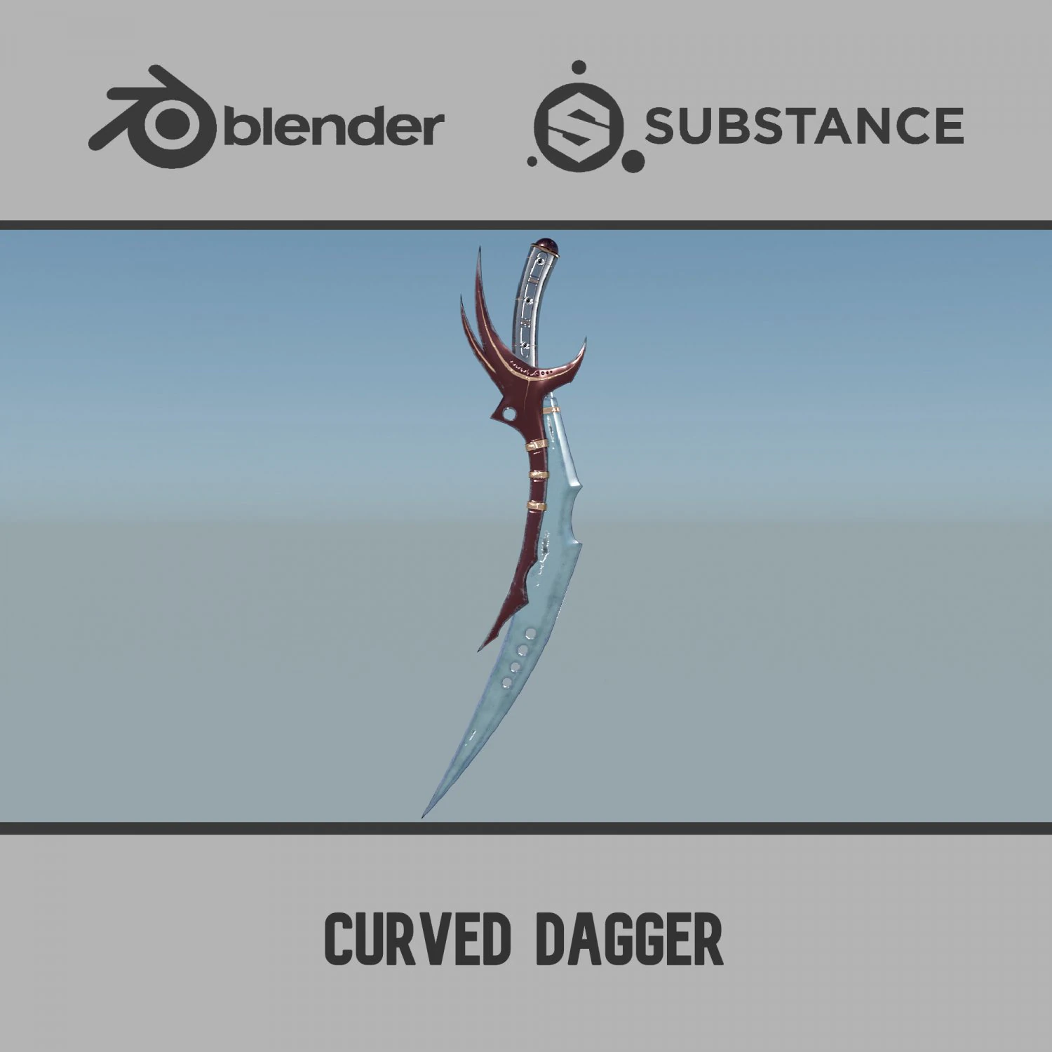 Curved Dagger 3D Model .c4d .max .obj .3ds .fbx .stl .blend