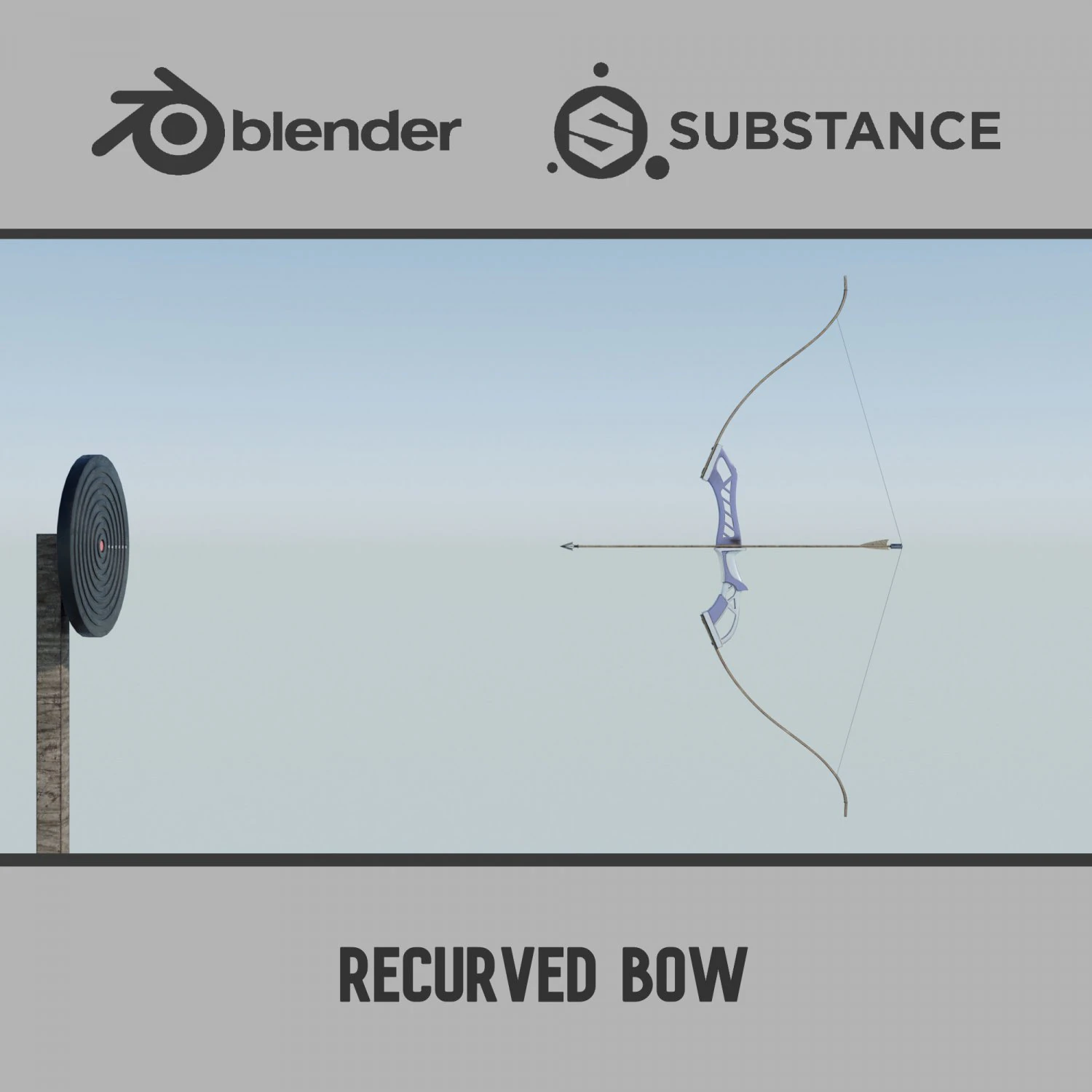Recurved Bow 3D Model .c4d .max .obj .3ds .fbx .stl .blend 