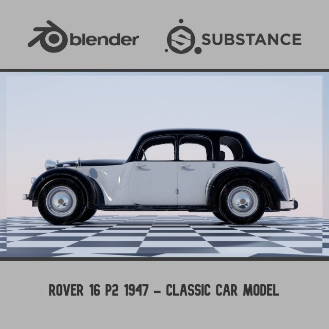 Rover 16 P2 1947 - Classic Car Model 3Dモデル .c4d .max .obj .3ds .fbx .stl .blend