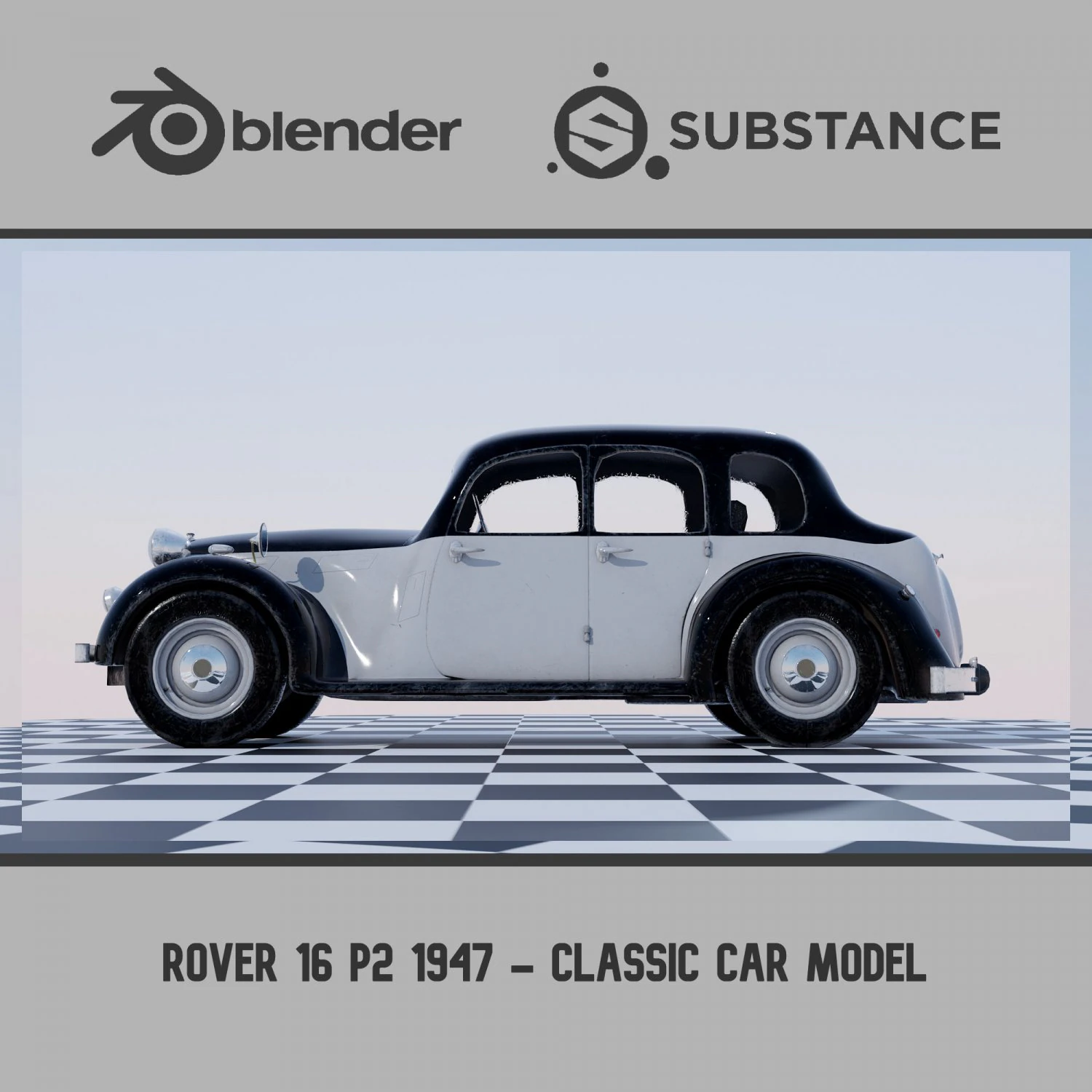 Rover 16 P2 1947 - Classic Car Model 3D Model .c4d .max .obj .3ds .fbx .stl .blend 