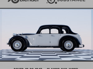 Rover 16 P2 1947 - Classic Car Model 3Dモデル