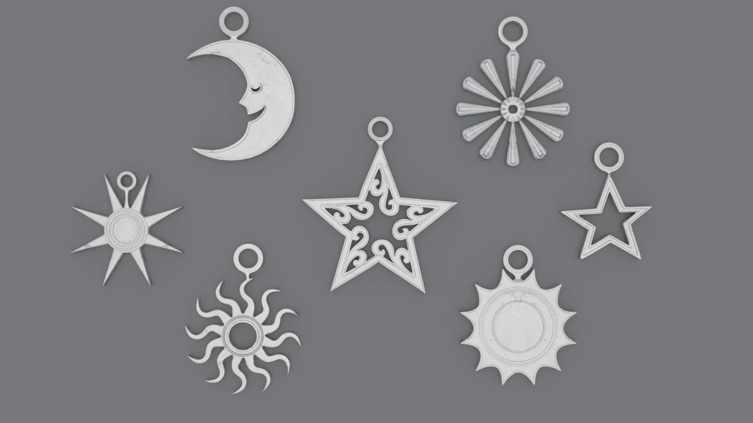 Mega Printable Pendant Pack 3D Print Model .c4d .max .obj .3ds .fbx .stl .blend 