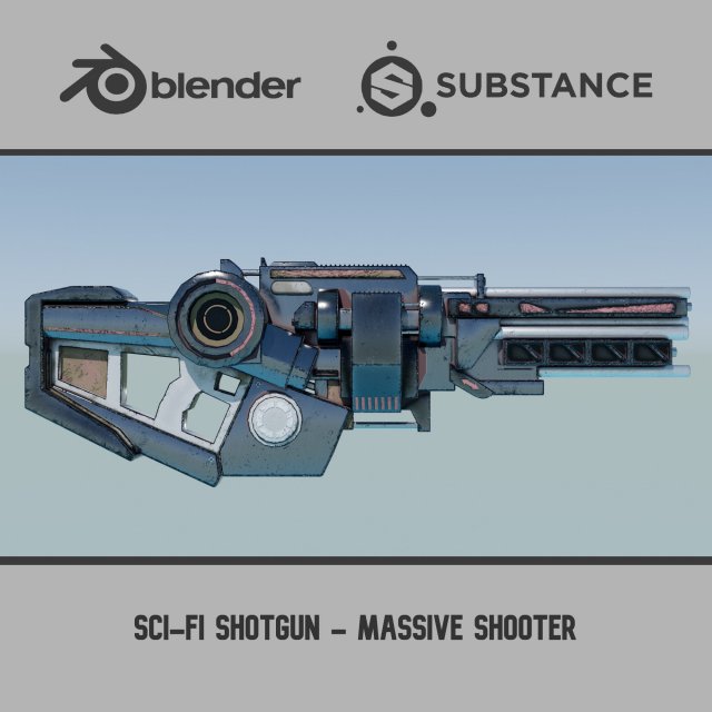 Sci-Fi Shotgun - Massive Shooter 3D 모델 .c4d .max .obj .3ds .fbx .stl .blend 
