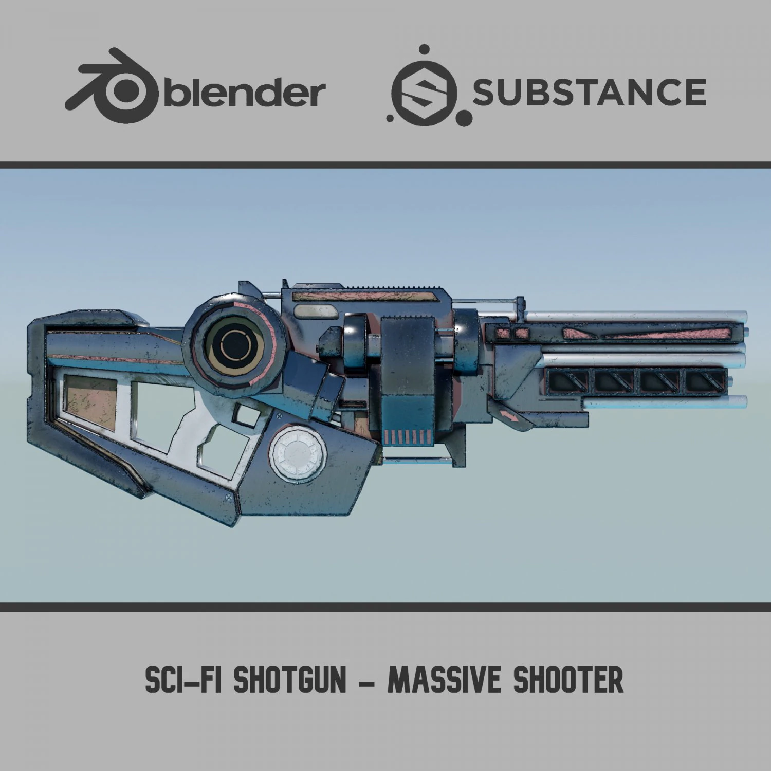 Sci-Fi Shotgun - Massive Shooter 3D Model .c4d .max .obj .3ds .fbx .stl .blend
