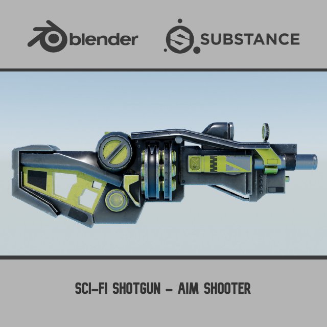 Sci-Fi Shotgun - Aim Shooter 3D Model .c4d .max .obj .3ds .fbx .stl .blend 