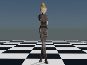 Anime Fighter Girl 3D Model