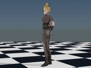 Anime Fighter Girl 3D Model