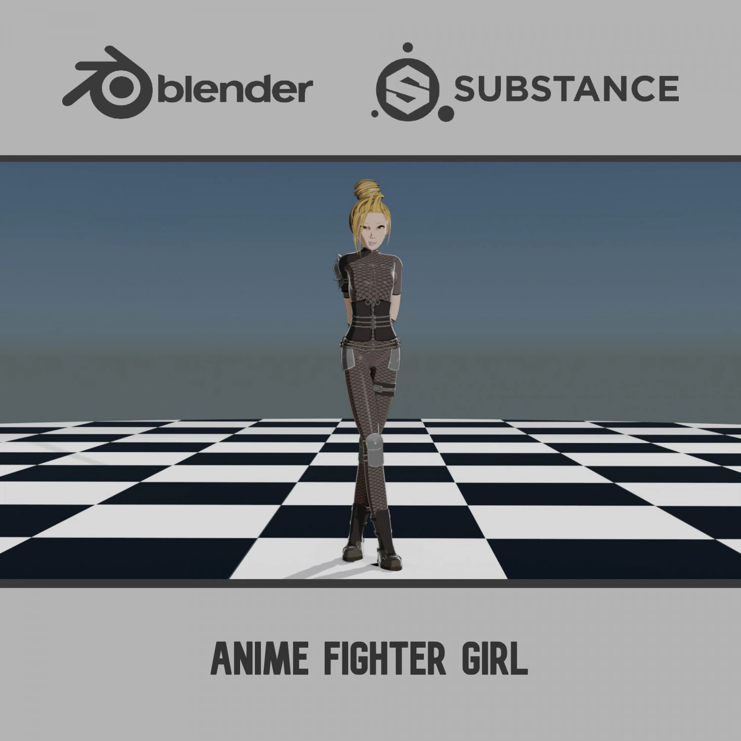 Anime Fighter Girl 3D Model .c4d .max .obj .3ds .fbx .stl .blend
