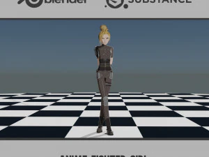 Garota lutadora de anime Modelo 3D