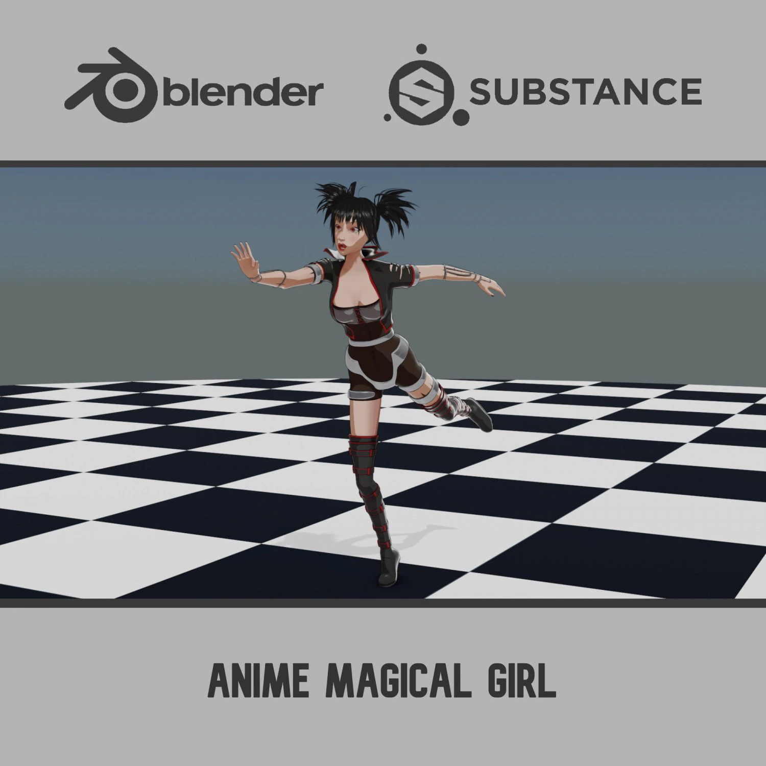 Anime Female Fantasy Character 3D Model .c4d .max .obj .3ds .fbx .stl .blend 