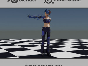 Anime Robotic Girl 3D Model