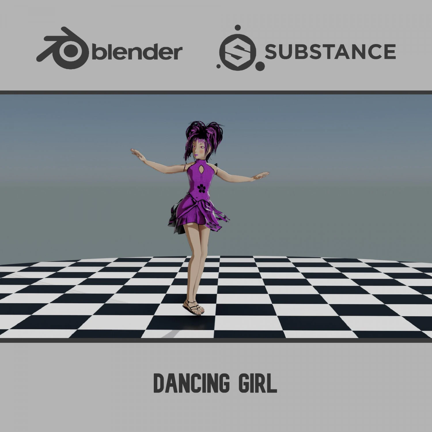 Dancing Girl in Kimono 3D Model .c4d .max .obj .3ds .fbx .stl .blend 