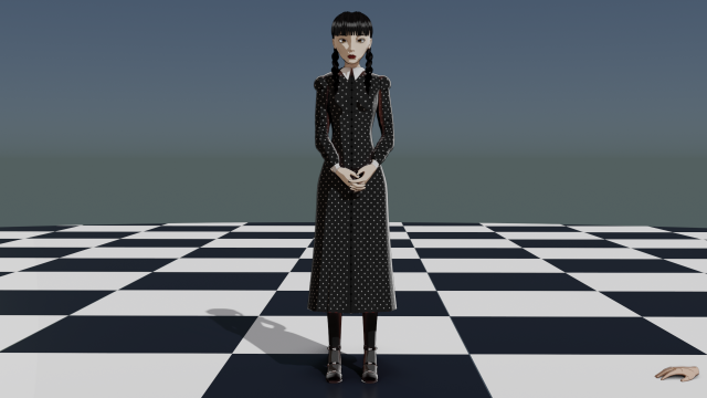 Wednesday Addams 3D Model in Cartoon 3DExport