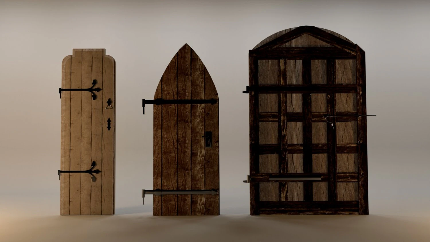Medieval doors 3D Model .c4d .max .obj .3ds .fbx .stl .blend