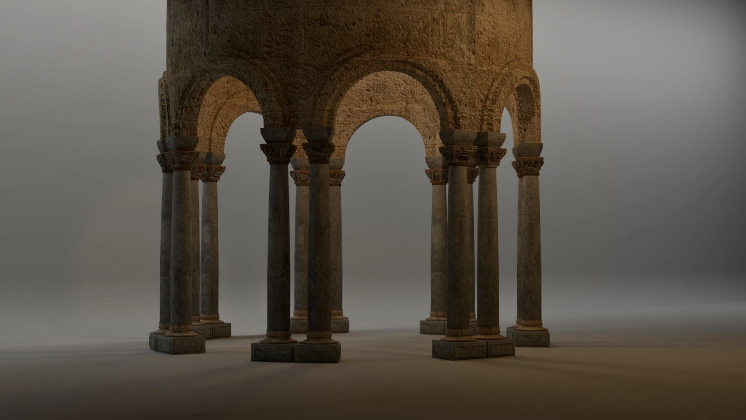Medieval colonnade 3D Model .c4d .max .obj .3ds .fbx .stl .blend 