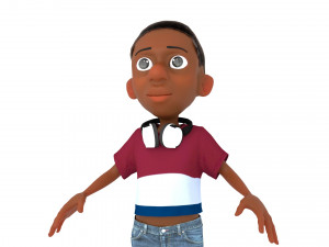 Cartoon boy rigged with facial controls by batemone 3D Model