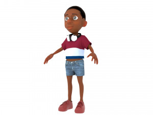 Cartoon boy rigged with facial controls by batemone 3D Model