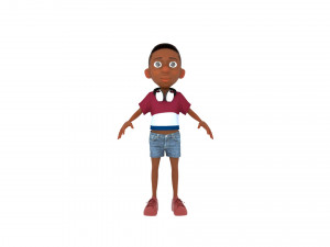 Cartoon boy rigged with facial controls by batemone 3D Model