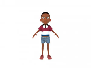 Cartoon boy rigged with facial controls by batemone 3D Model