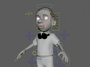Cartoon boy rigged with facial controls by batemone 3D Model