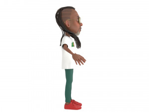 Song Cartoon man rigged with facial controls by batemone Model 3D
