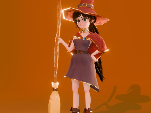 Stylized Cartoon Witch - Modelo 3D