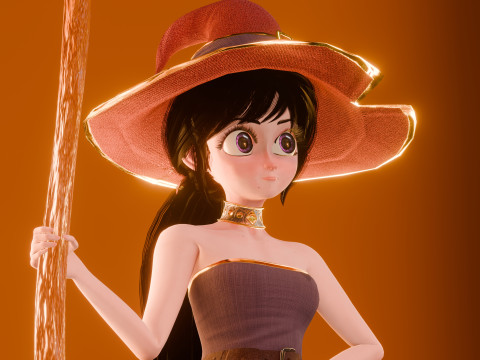 Stylized Cartoon Witch - Modelo 3D