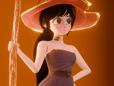 Stylized Cartoon Witch - Modelo 3D