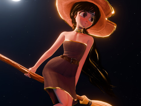 Stylized Cartoon Witch - Modelo 3D