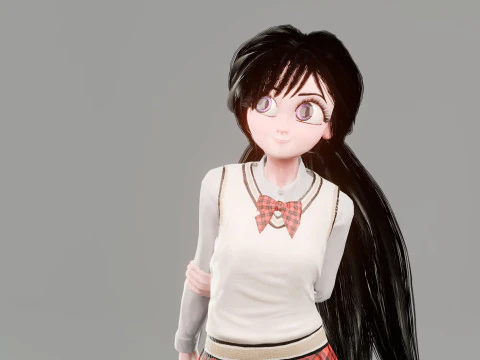 Stylized Female Student 3D Model