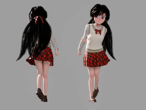 Stylized Female Student 3D Model