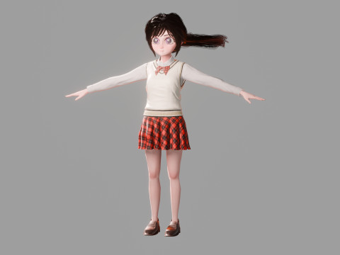 Stylized Female Student 3D Модель