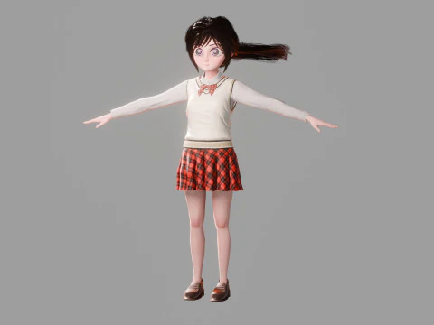 Stylized Female Student 3D Model