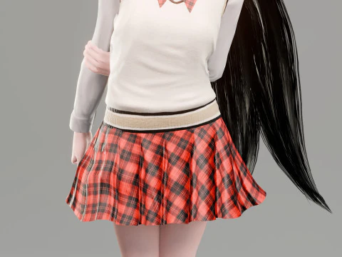 Stylized Female Student 3D Model