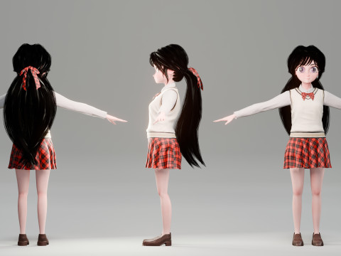 Stylized Female Student 3D Модель