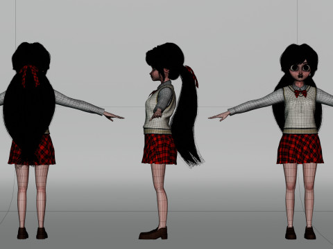 Stylized Female Student 3D Модель