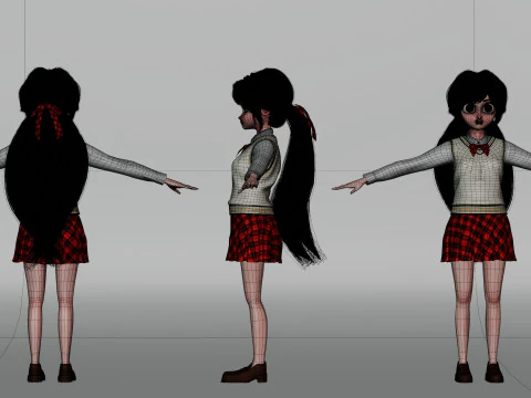 Stylized Female Student 3D Model