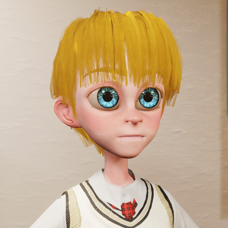 Stylized Male Student 3D Model .c4d .max .obj .3ds .fbx .stl .blend