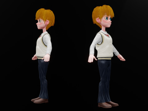 Stylized Male Student 3D Model