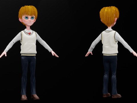 Stylized Male Student 3D Model