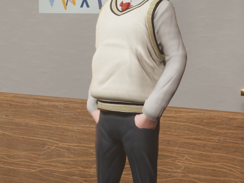 Stylized Male Student 3D Model