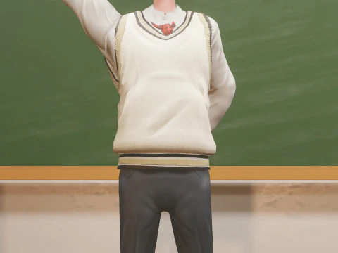 Stylized Male Student 3D Model