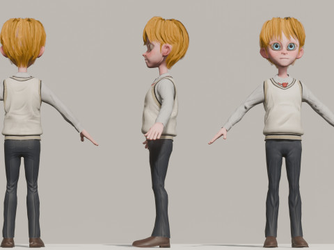 Stylized Male Student 3D Model