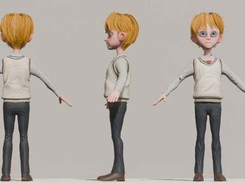 Stylized Male Student 3D Model