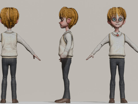 Stylized Male Student 3D Model